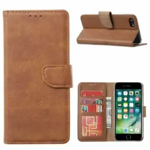 Fonu Booktype Hoesje iPhone 8 – 7 – SE (2022 / 2020) – Lichtbruin