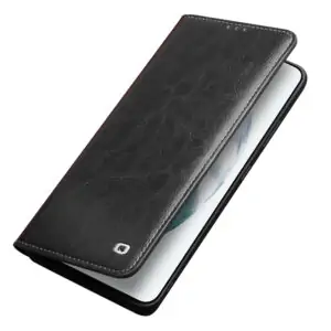 Qialino Luxe Genuine Leather Bookcover Samsung Galaxy S21 - Zwart 4