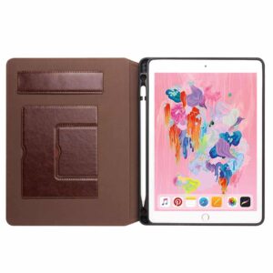 Qialino Luxe Leren Smart Case Hoes iPad 7 iPad 8 - 10.2 inch - Pencilhouder - Bruin 5