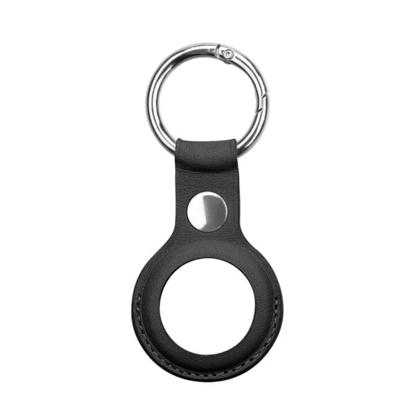 Genuine Leather Hoesje Apple AirTag Hanger - Black 1