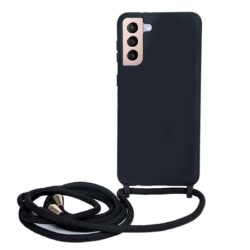 Siliconen Backcover Hoesje Met Touw Galaxy S21 Plus - Zwart