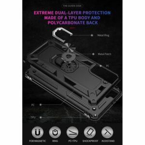 Anti-Shock Backcover Hoesje Met Ringhouder Samsung Galaxy S21 FE - Zwart 2