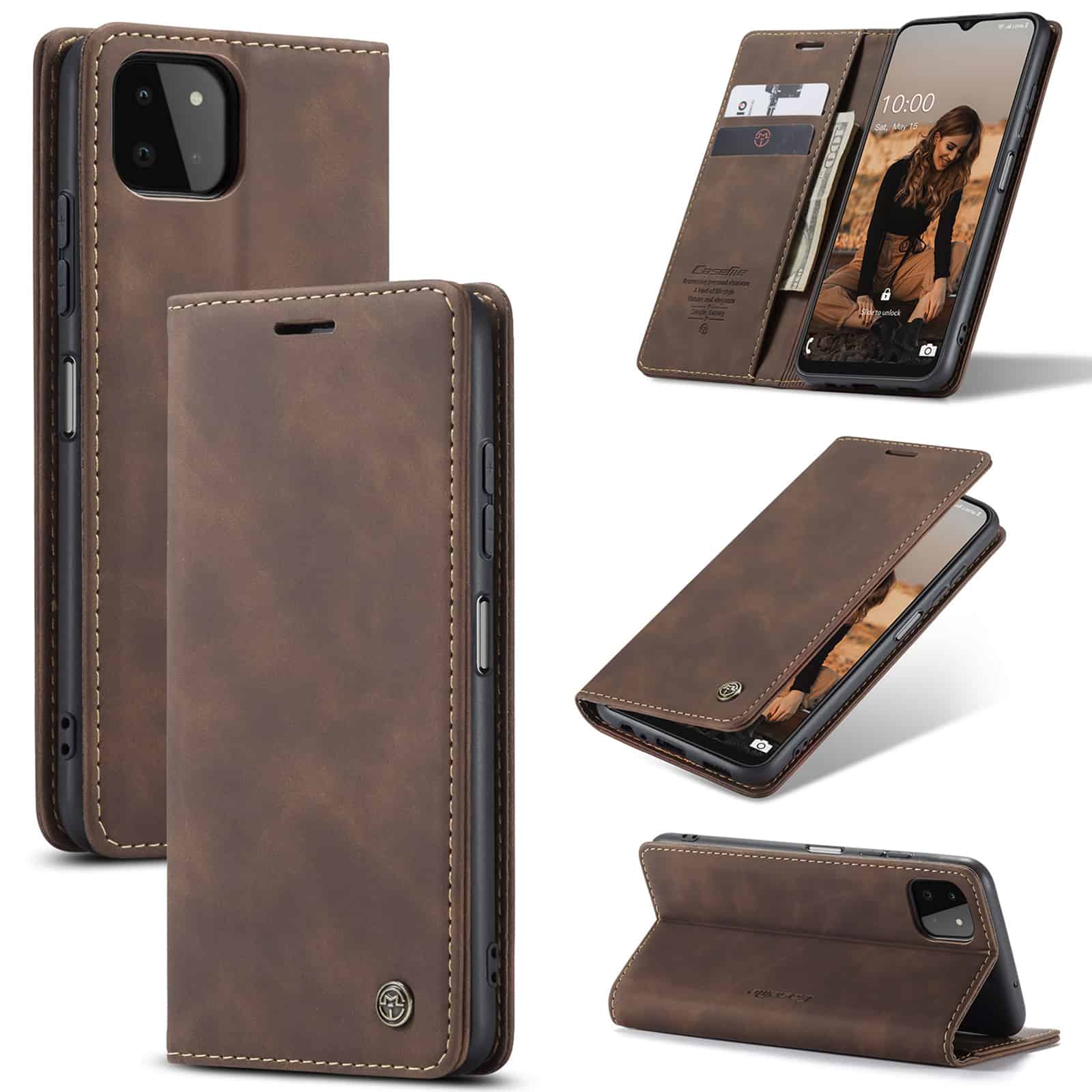 Caseme retro Hoesje Samsung A22 5G - Koffie Bruin