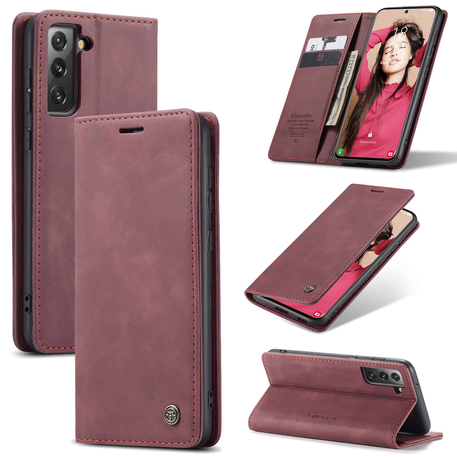 Caseme Retro Telefoonhoesje Samsung S21 FE - Paars 1