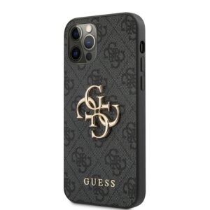 GUESS Golden Logo Backcover Hoesje iPhone 12 Pro Max - Grey 2