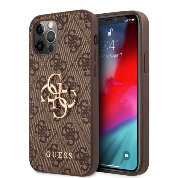 GUESS Golden Logo Backcover iPhone 12 12 Pro - Brown 1