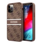 variatie Guess Logo Stripe Backover hoesje iPhone 12 Pro – 12 – Bruin