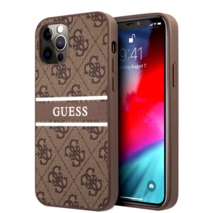GUESS Logo Stripe Backover hoesje iPhone 12 12 Pro - Bruin 1