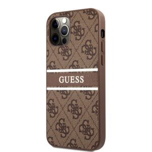 GUESS Logo Stripe Backover hoesje iPhone 12 12 Pro - Bruin 2