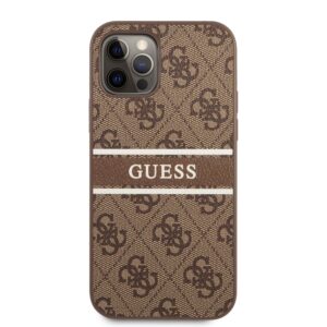 GUESS Logo Stripe Backover hoesje iPhone 12 12 Pro - Bruin 3