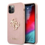 variatie Guess Saffiano Logo iPhone 12 Pro Max Smartphonehoesje – Roze