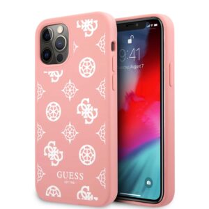 Guess Silicone White Peony iPhone 12 Pro – 12 Hoesje – Roze