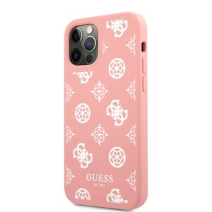 GUESS Silicone White Peony iPhone 12 12 Pro Hoesje - Roze 2