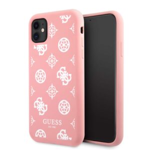 GUESS Siliconen Hoesje White Peony iPhone 11 - Roze 1