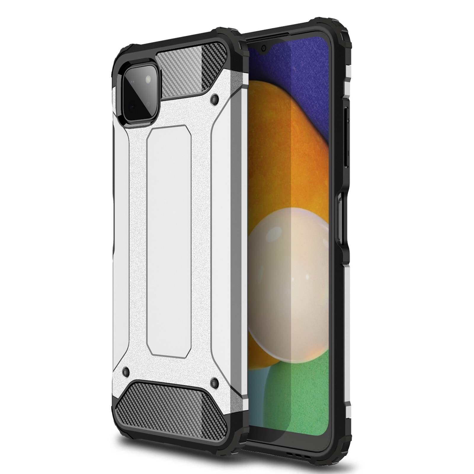 Samsung Galaxy A22 5G Stevig Hybrid Hoesje - Zilver 1