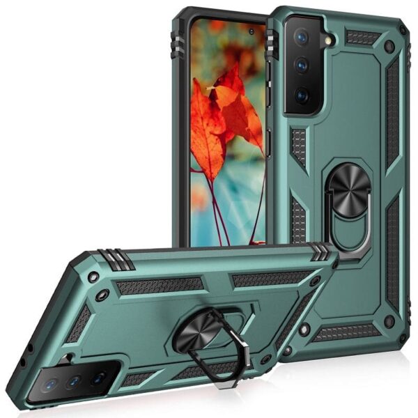 Shockproof Case Met Ringhouder Samsung Galaxy S21 FE - Groen 1