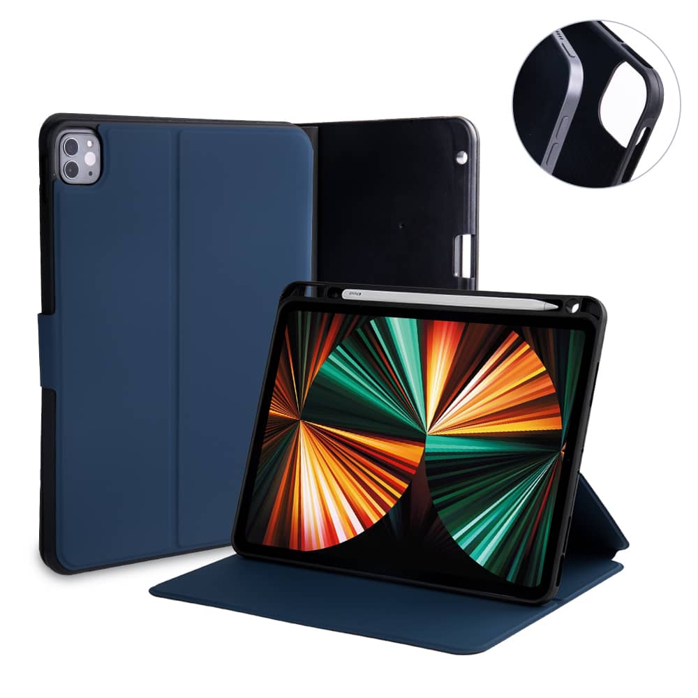 Fonu SmartCover Hoes iPad Pro 12.9 2020 - Pencilhouder - Donkerblauw