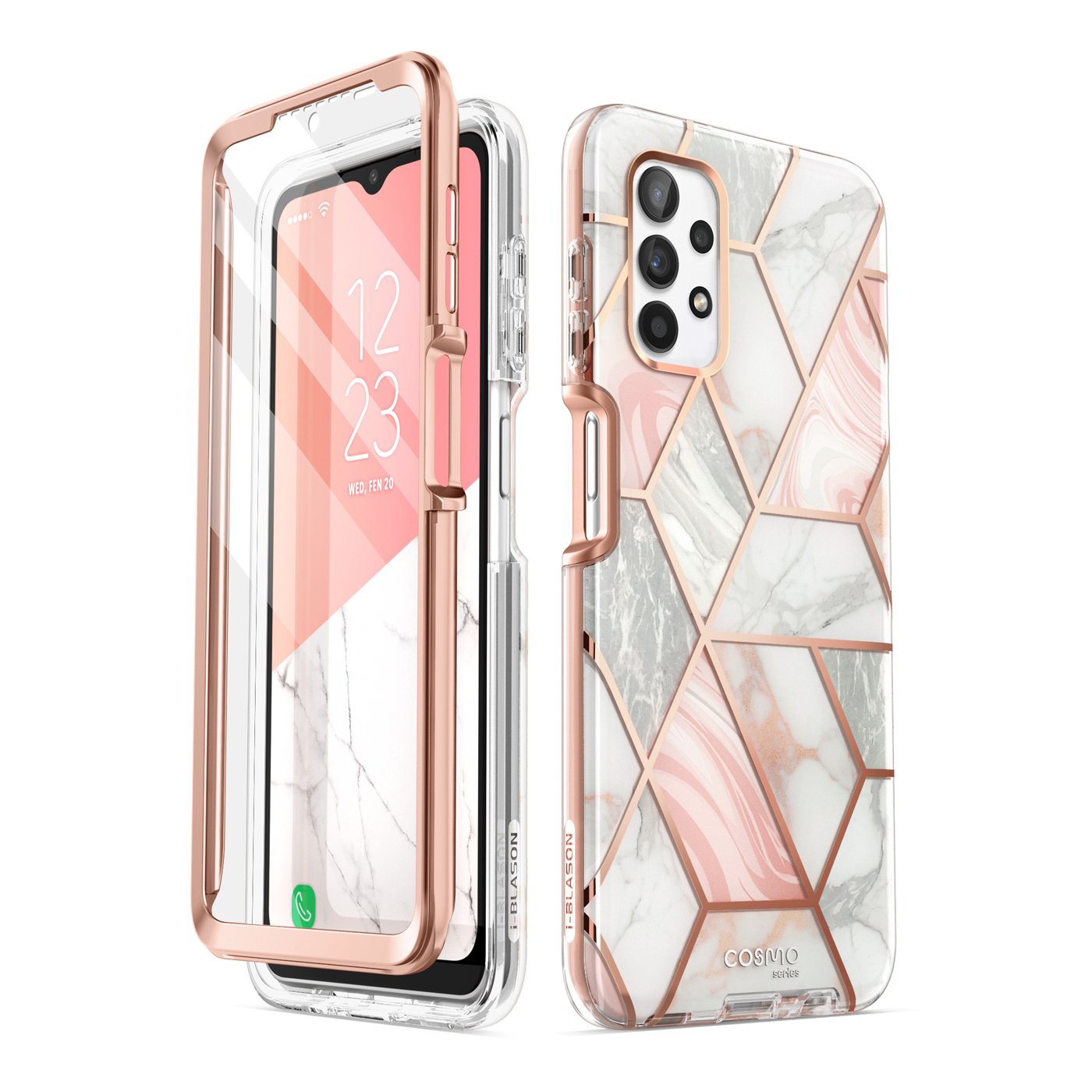 Cosmo 360 Samsung A32 5G Telefoonhoesje met Glas - Marble Wit