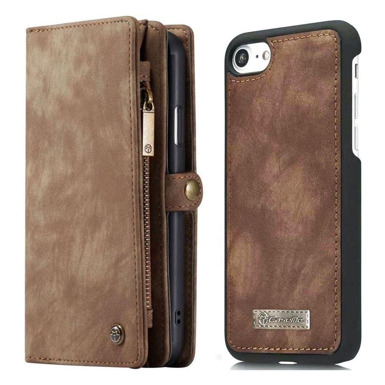 CaseMe Vintage Portemonnee hoes iPhone 8 7 SE (2020) - Bruin 1