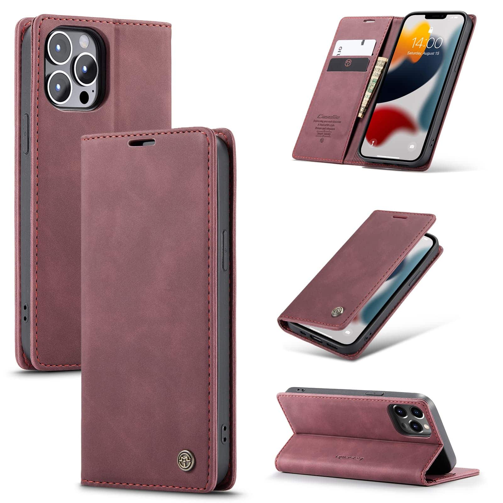 Caseme retro Bookcase iPhone 13 Pro Max - Paars