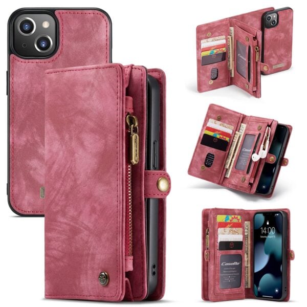 Caseme Vintage Portemonnee Hoesje iPhone 13 - Rood 1