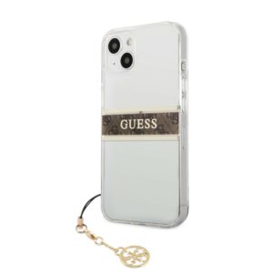 GUESS Charms Transparant Backcover iPhone 13 Hoesje - Bruin 2