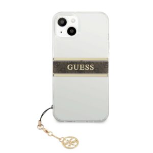 GUESS Charms Transparant Backcover iPhone 13 Hoesje - Bruin 3