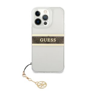 GUESS Charms Transparant Backcover iPhone 13 Pro Hoesje - Bruin 3