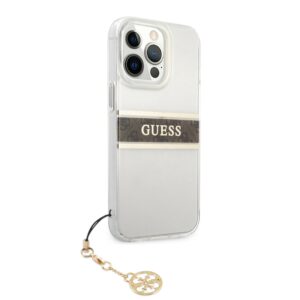 GUESS Charms Transparant Backcover iPhone 13 Pro Hoesje - Bruin 4