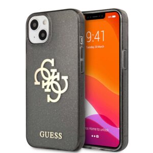 Guess Glitters Backcover iPhone 13 Mini Hoesje – Zwart
