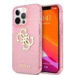 variatie Guess Glitters Backcover iPhone 13 Pro Hoesje – Roze