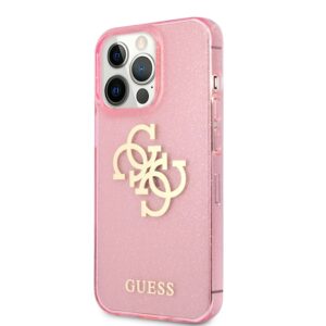 GUESS Glitters Backcover iPhone 13 Pro Hoesje - Roze 2