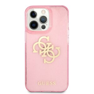 GUESS Glitters Backcover iPhone 13 Pro Hoesje - Roze 3