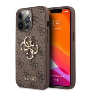 GUESS Golden Logo Backcover iPhone 13 Pro Hoesje - Bruin 1