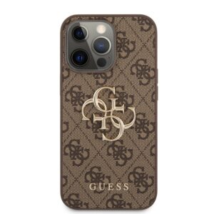 GUESS Golden Logo Backcover iPhone 13 Pro Hoesje - Bruin 3