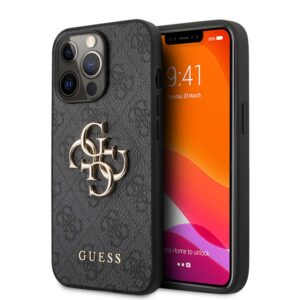 GUESS Golden Logo Backcover iPhone 13 Pro Hoesje - Grijs 1