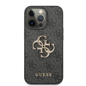 GUESS Golden Logo Backcover iPhone 13 Pro Hoesje - Grijs 3