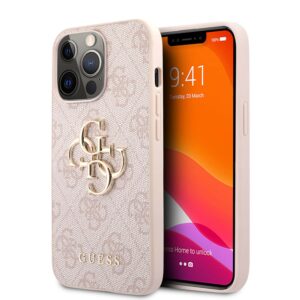 GUESS Golden Logo Backcover iPhone 13 Pro Hoesje - Roze 1