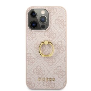 GUESS Logo Backcover Met Ringhouder iPhone 13 Pro - Roze 3