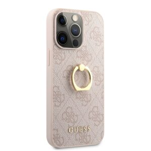 GUESS Logo Backcover Met Ringhouder iPhone 13 Pro - Roze 4