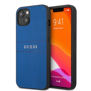 GUESS Saffiano PU Leather Backcover iPhone 13 Hoesje - Blauw 1