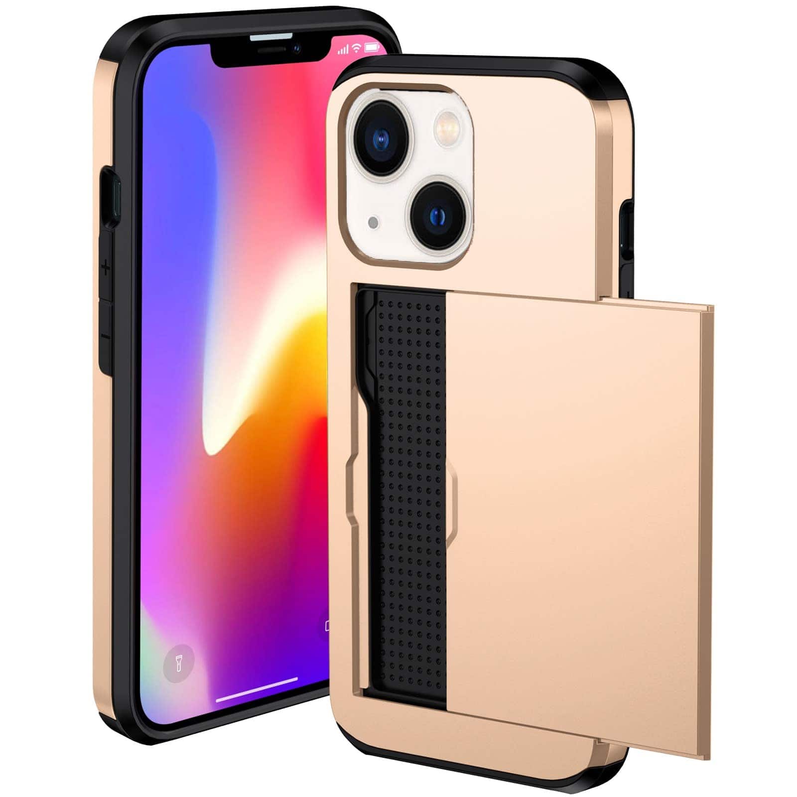 Anti-Shock Kaarthouder Hoesje iPhone 13 - Goud