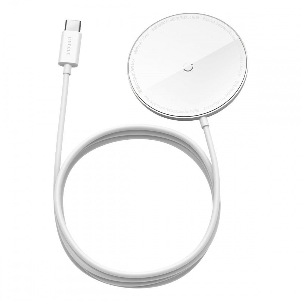 Baseus Simple Mini Magnetische MagSafe Lader - 15W - Wit 1
