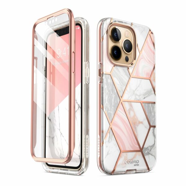 COSMO 360° Backcover Hoesje Met Screen Protector iPhone 13 Pro Max - Marble Wit 1