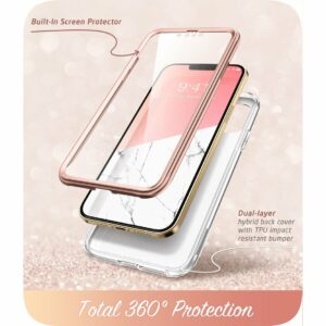 COSMO 360° Backcover Hoesje Met Screen Protector iPhone 13 Pro Max - Marble Wit 2