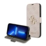 variatie Guess Golden Logo Bookcase iPhone 13 Pro – Roze