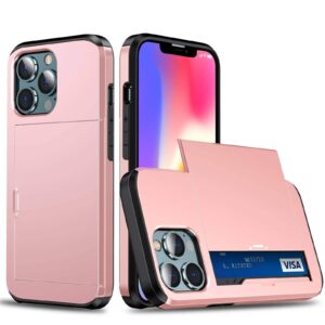 Anti-Shock Kaarthouder Hoesje iPhone 13 Pro Max – Rosegoud