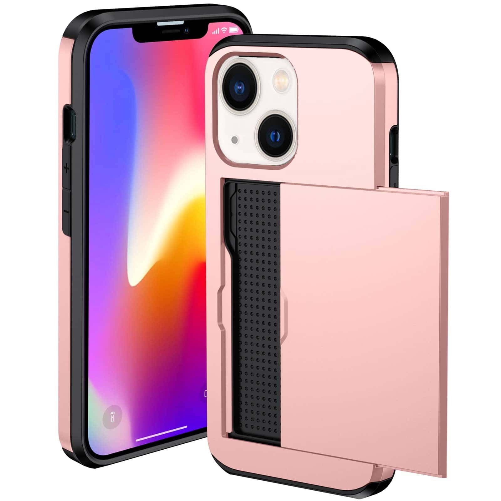 Anti-Shock Kaarthouder Hoesje iPhone 13 - Rosegoud