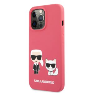 KARL LAGERFELD Silicone KARL & Choupette iPhone 13 Pro Hoesje - Roze 2