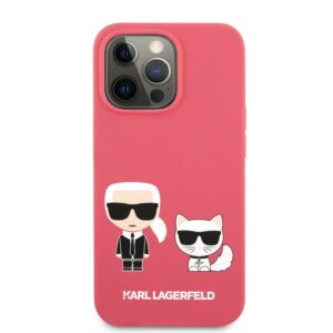 KARL LAGERFELD Silicone KARL & Choupette iPhone 13 Pro Hoesje - Roze 3